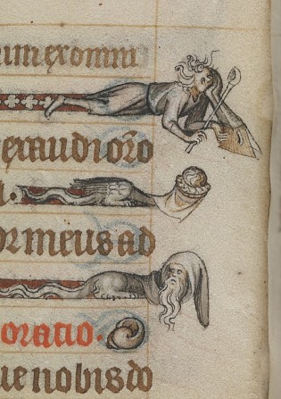 Close-up of grotesques in the Hours of Jeanne d'Evreux, photo from metmuseum.org